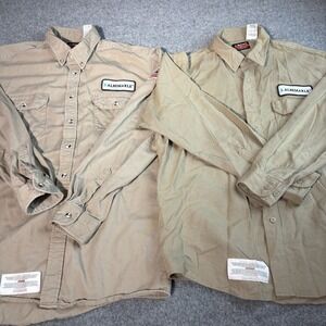 Bulwark FR Flame Resistant Shirts Mens XL Lot Of 2 Albemarle Work Uniform Khaki